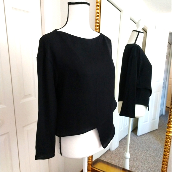 Emporio Armani Made in Italy "Attractive" Black Front Double Layer Top. Size 4 - Picture 2 of 8